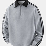 Velira Sweatshirts Sidabrinė / XS Juostuotas Vaflinis Užtrauktuko Polo Kaklo Megztinis