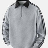 Velira Sweatshirts Sidabrinė / XS Juostuotas Vaflinis Užtrauktuko Polo Kaklo Megztinis