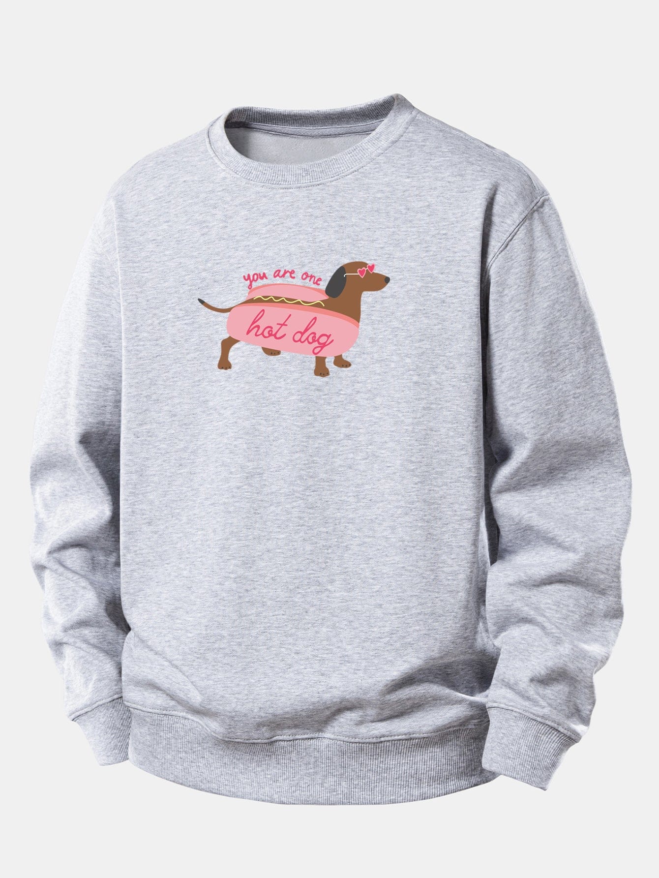 Velira Sweatshirts Sidabrinė / XS Karštas Šuo Daksas Spauda Laisvas Palaidinukas