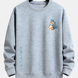Velira Sweatshirts sidabrinė / XS Katė ryklių kostiumu spausdinta laisvalaikio fitas džemperis