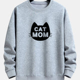 Velira Sweatshirts sidabrinė / XS Katės Mamos Spauda Laisvas Fit Palaidinukė