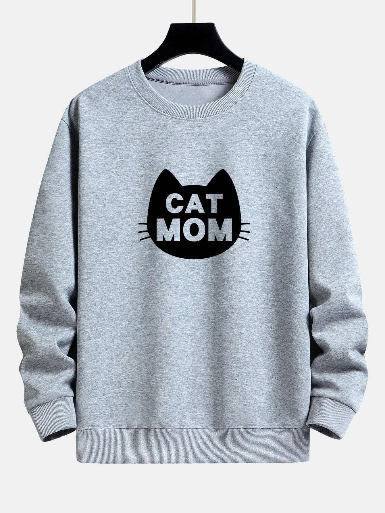 Velira Sweatshirts sidabrinė / XS Katės Mamos Spauda Laisvas Fit Palaidinukė