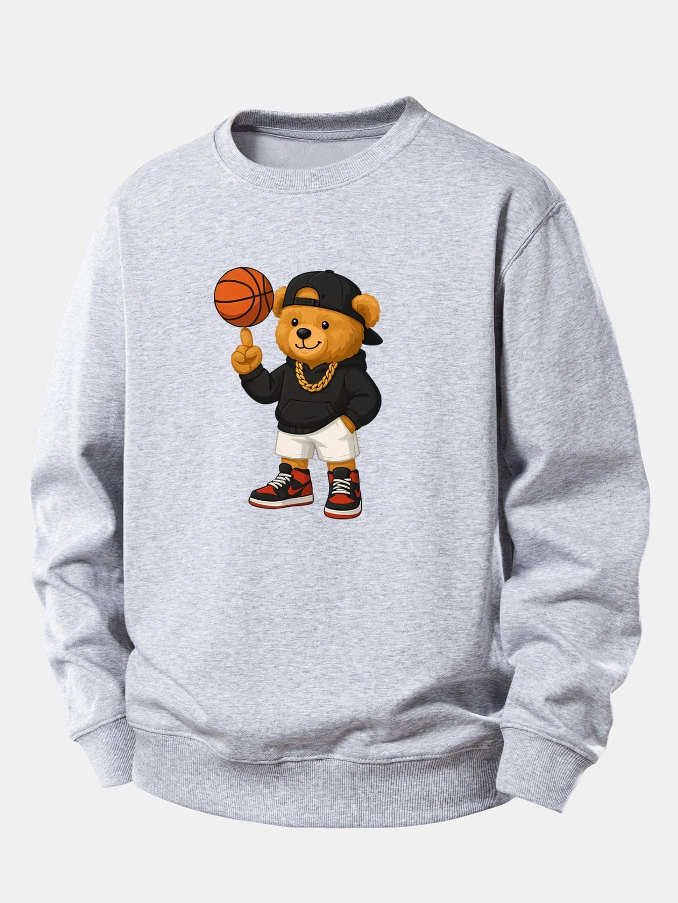 Velira Sweatshirts Sidabrinė / XS Krepšinio Meškos Spauda Laisvalaikio Palaidinė