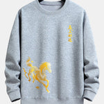 Velira Sweatshirts Sidabrinė / XS Laimingas Arklių Metų Grafikos Laisvalaikio Pralaisvintas Megztinis