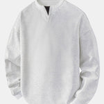 Velira Sweatshirts sidabrinė / XS Laisvas Fit Waffle V formos Kaklo Megztinis