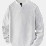 Velira Sweatshirts sidabrinė / XS Laisvas Fit Waffle V formos Kaklo Megztinis