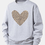 Velira Sweatshirts Sidabrinė / XS Leopardų širdies raštas laisvo kirpimo džemperis