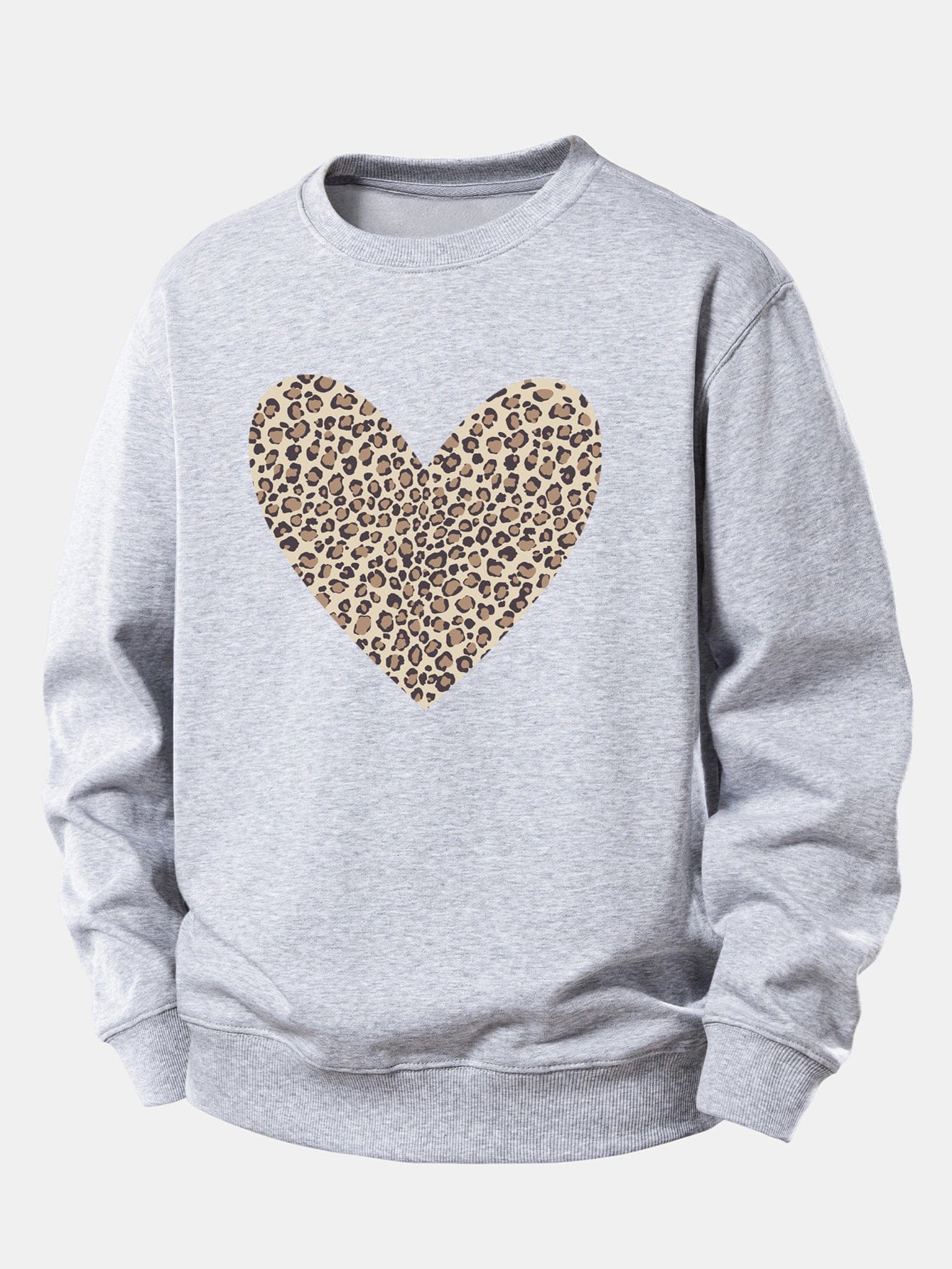 Velira Sweatshirts Sidabrinė / XS Leopardų širdies raštas laisvo kirpimo džemperis