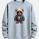 Velira Sweatshirts sidabrinė / XS Lokys Odinėje Striukėje Spauda Laisvas Švarkas