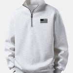 Velira Sweatshirts Sidabrinė / XS Relaksuotas amerikietiškos vėliavos spausdinimo ketvirčio užtrauktuko džemperis