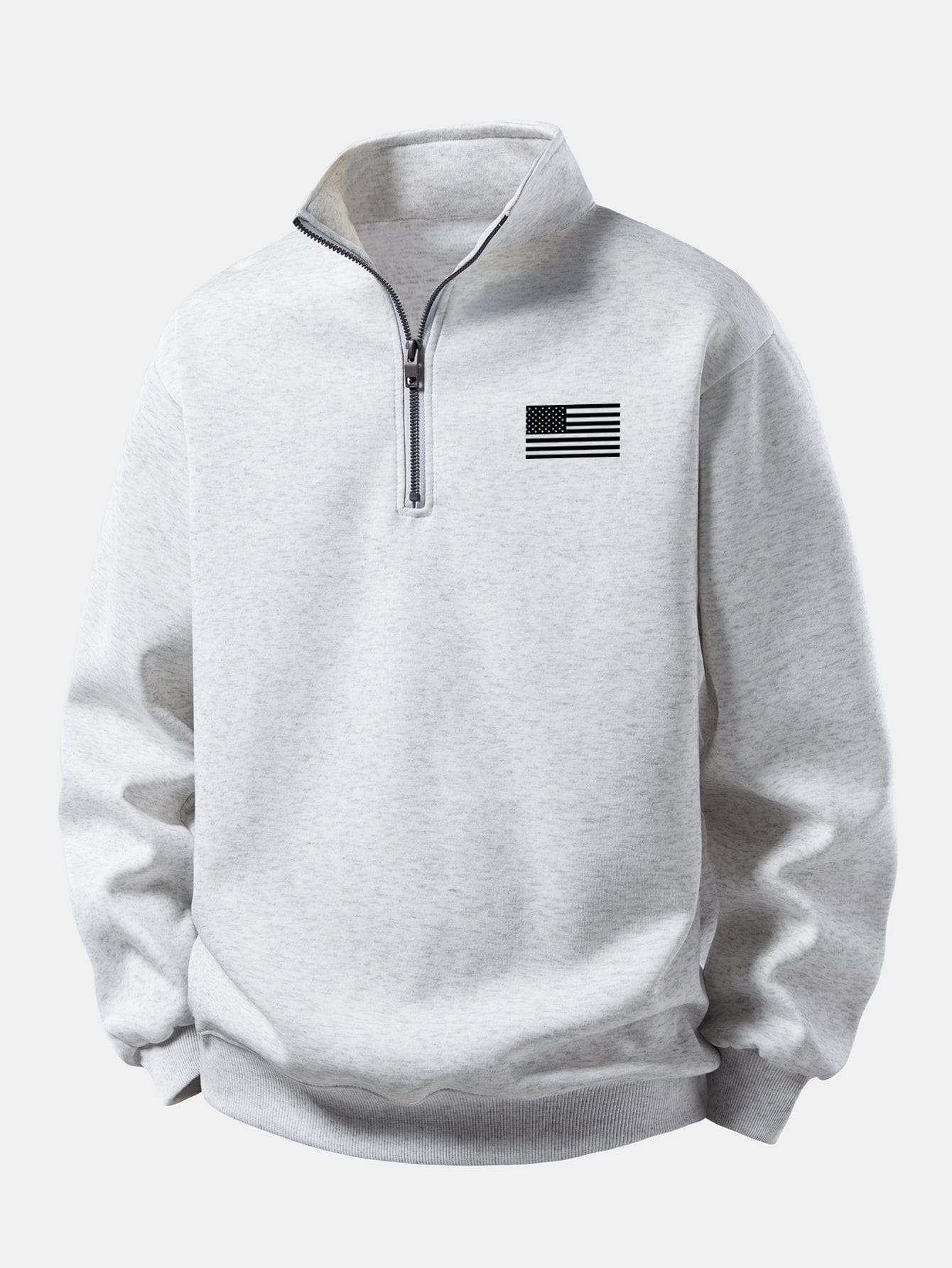 Velira Sweatshirts Sidabrinė / XS Relaksuotas amerikietiškos vėliavos spausdinimo ketvirčio užtrauktuko džemperis