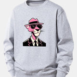 Velira Sweatshirts Sidabrinė / XS Rožinė džentelmenų panteros spauda laisvo kirpimo megztinis