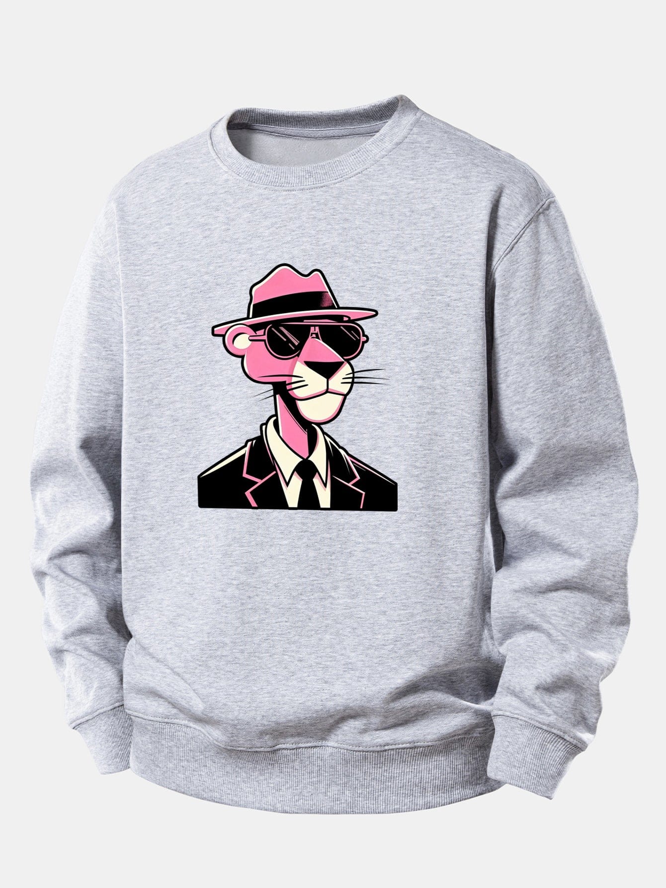 Velira Sweatshirts Sidabrinė / XS Rožinė džentelmenų panteros spauda laisvo kirpimo megztinis