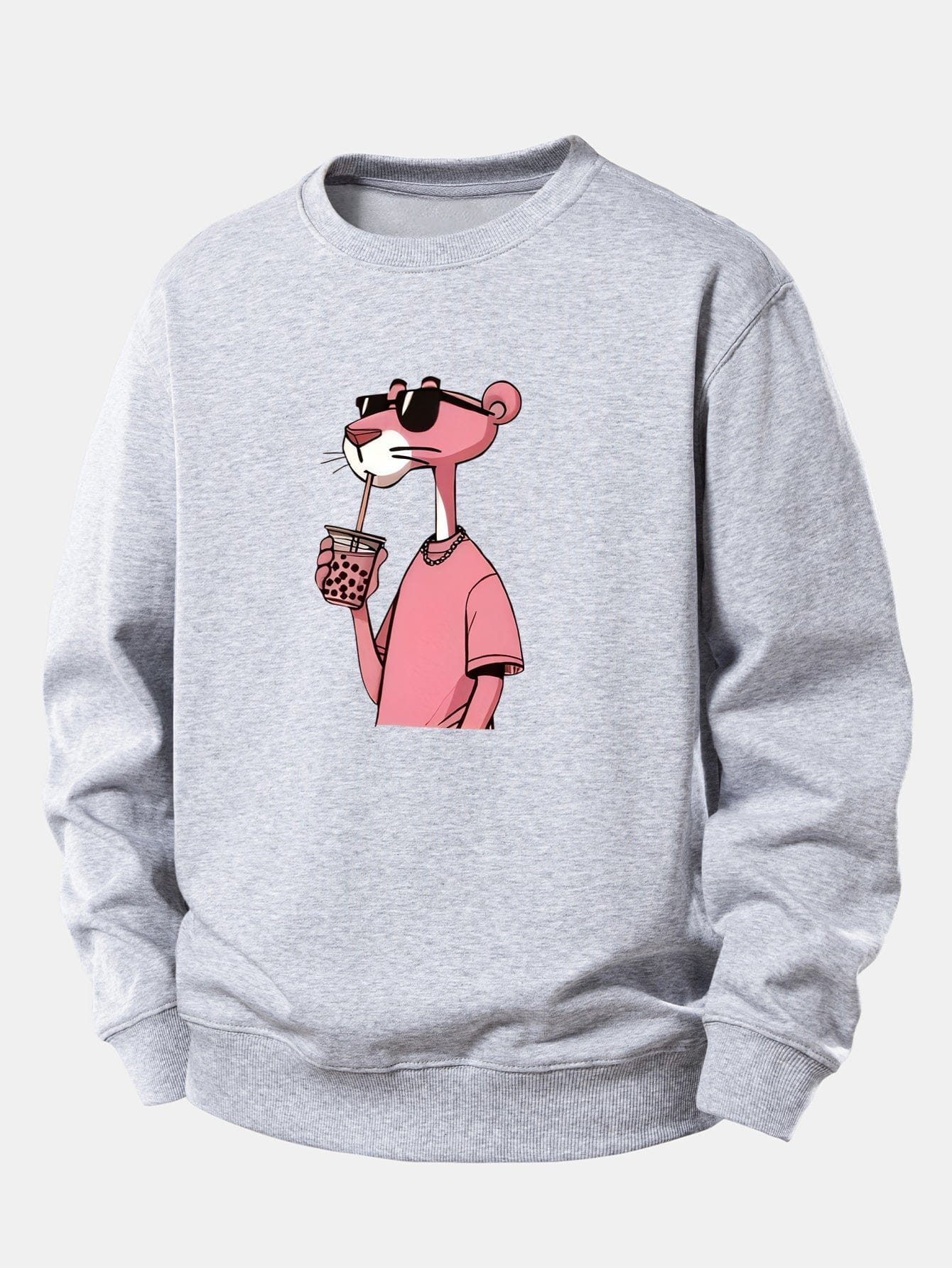 Velira Sweatshirts Sidabrinė / XS Rožinė Pantera Spauda Laisva Fit Džemperis
