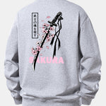 Velira Sweatshirts Sidabrinė / XS Sakura Katanos Atspaudų Laisvas Pjūvis Megztinis