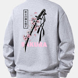 Velira Sweatshirts Sidabrinė / XS Sakura Katanos Atspaudų Laisvas Pjūvis Megztinis