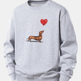 Velira Sweatshirts Sidabrinė / XS Širdies formos balionas šunų veislės printas laisvo kirpimo džemperis