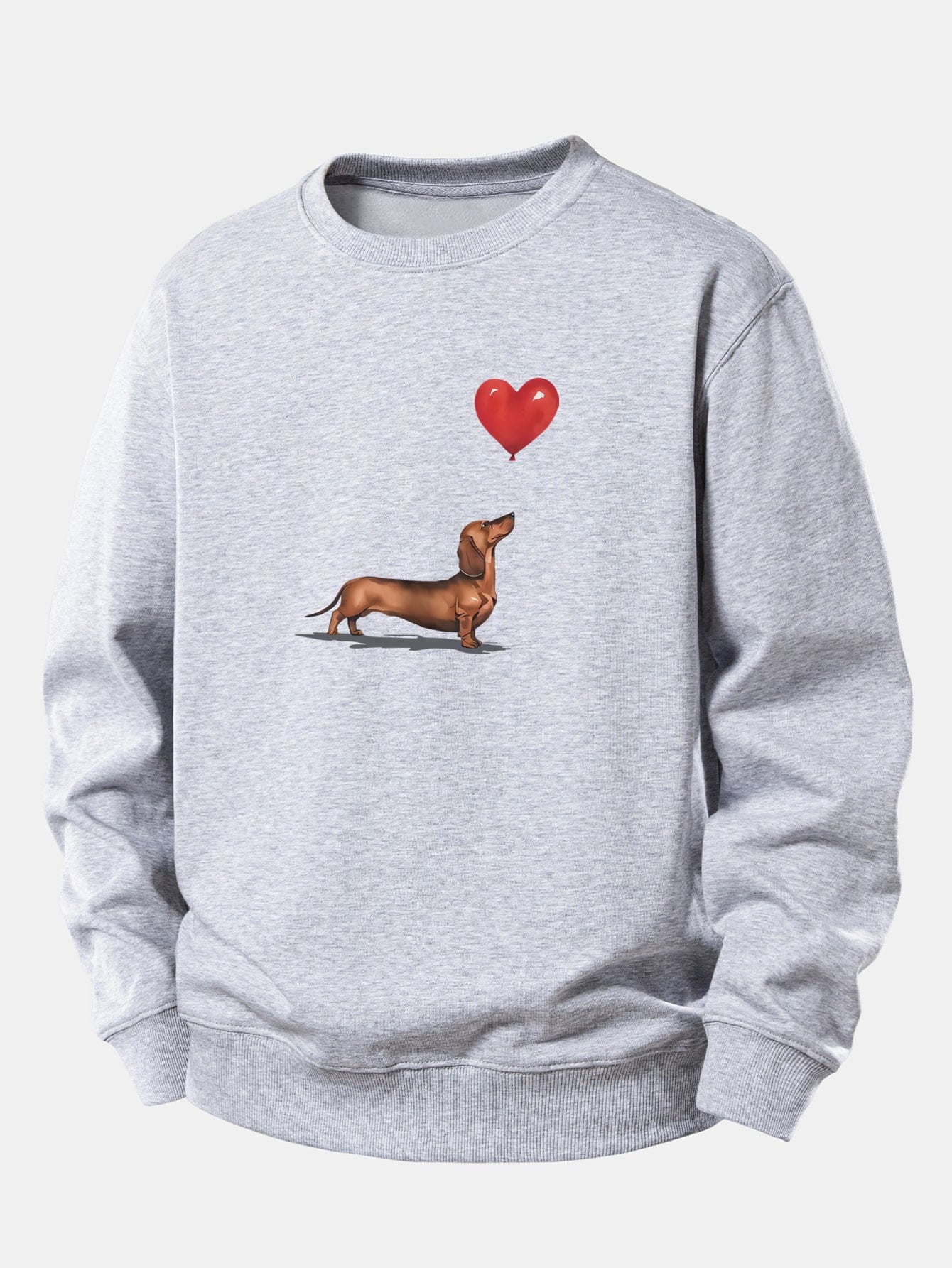 Velira Sweatshirts Sidabrinė / XS Širdies formos balionas šunų veislės printas laisvo kirpimo džemperis