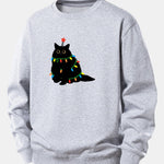 Velira Sweatshirts Sidabrinė / XS Spalvinga Lengva Juoda Katė Spauda Laisvas Fit Megztinis