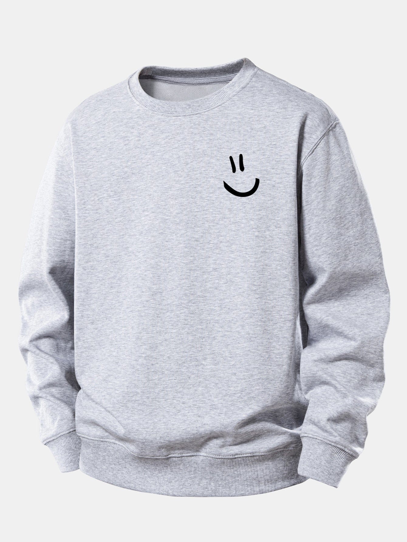 Velira Sweatshirts Sidabrinė / XS Šypsenėlės Spausdinimo Atsipalaidavęs Fit Megztinis