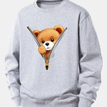 Velira Sweatshirts Sidabrinė / XS Užtrauktuko meškiuko spauda laisvo kirpimo džemperis
