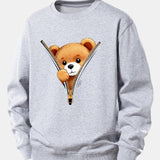 Velira Sweatshirts Sidabrinė / XS Užtrauktuko meškiuko spauda laisvo kirpimo džemperis