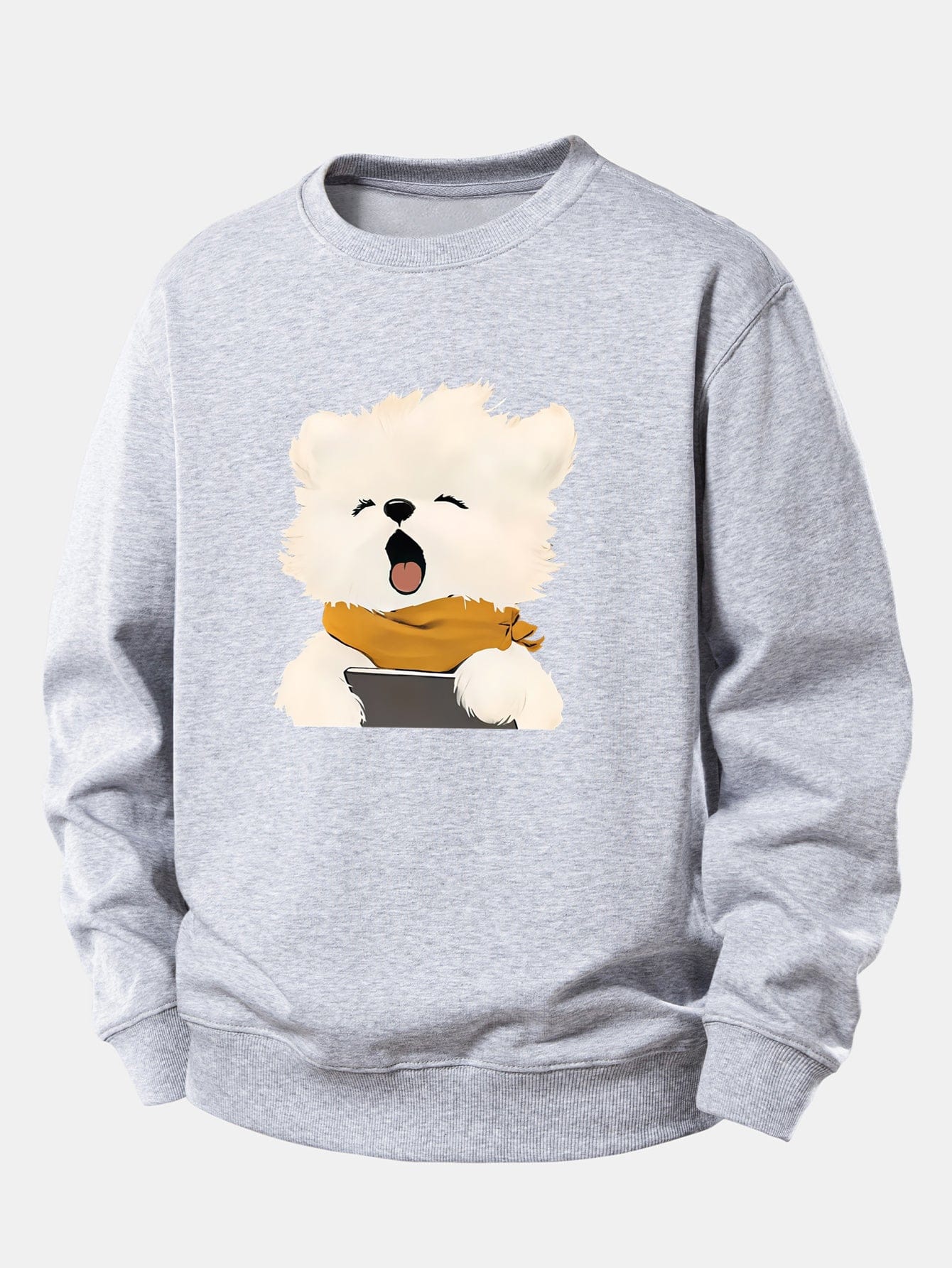 Velira Sweatshirts Sidabrinė / XS Žiovaujantis Šuniukas Spauda Laisvas Fit Džemperis