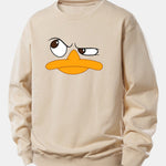 Velira Sweatshirts Smėlinė / XS Emotikonų antis spauda laisvo kirpimo džemperis