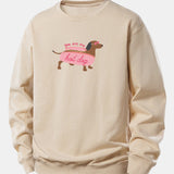 Velira Sweatshirts Smėlinė / XS Karštas Šuo Daksas Spauda Laisvas Palaidinukas