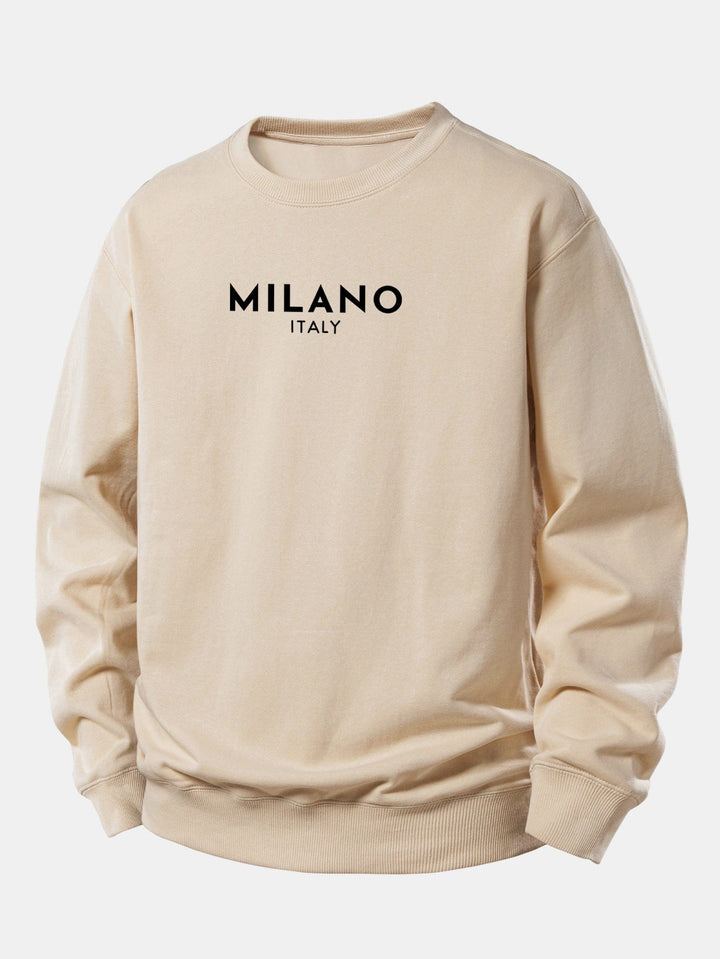 Velira Sweatshirts Smėlinė / XS Milano spaudinys laisvas megztinis
