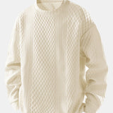 Velira Sweatshirts smėlinė / XS Relax Fit Geometrinis Žakardo Crew Neck Megztinis