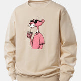 Velira Sweatshirts Smėlinė / XS Rožinė Pantera Spauda Laisva Fit Džemperis
