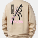 Velira Sweatshirts Smėlinė / XS Sakura Katanos Atspaudų Laisvas Pjūvis Megztinis