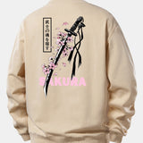 Velira Sweatshirts Smėlinė / XS Sakura Katanos Atspaudų Laisvas Pjūvis Megztinis