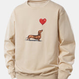 Velira Sweatshirts Smėlinė / XS Širdies formos balionas šunų veislės printas laisvo kirpimo džemperis
