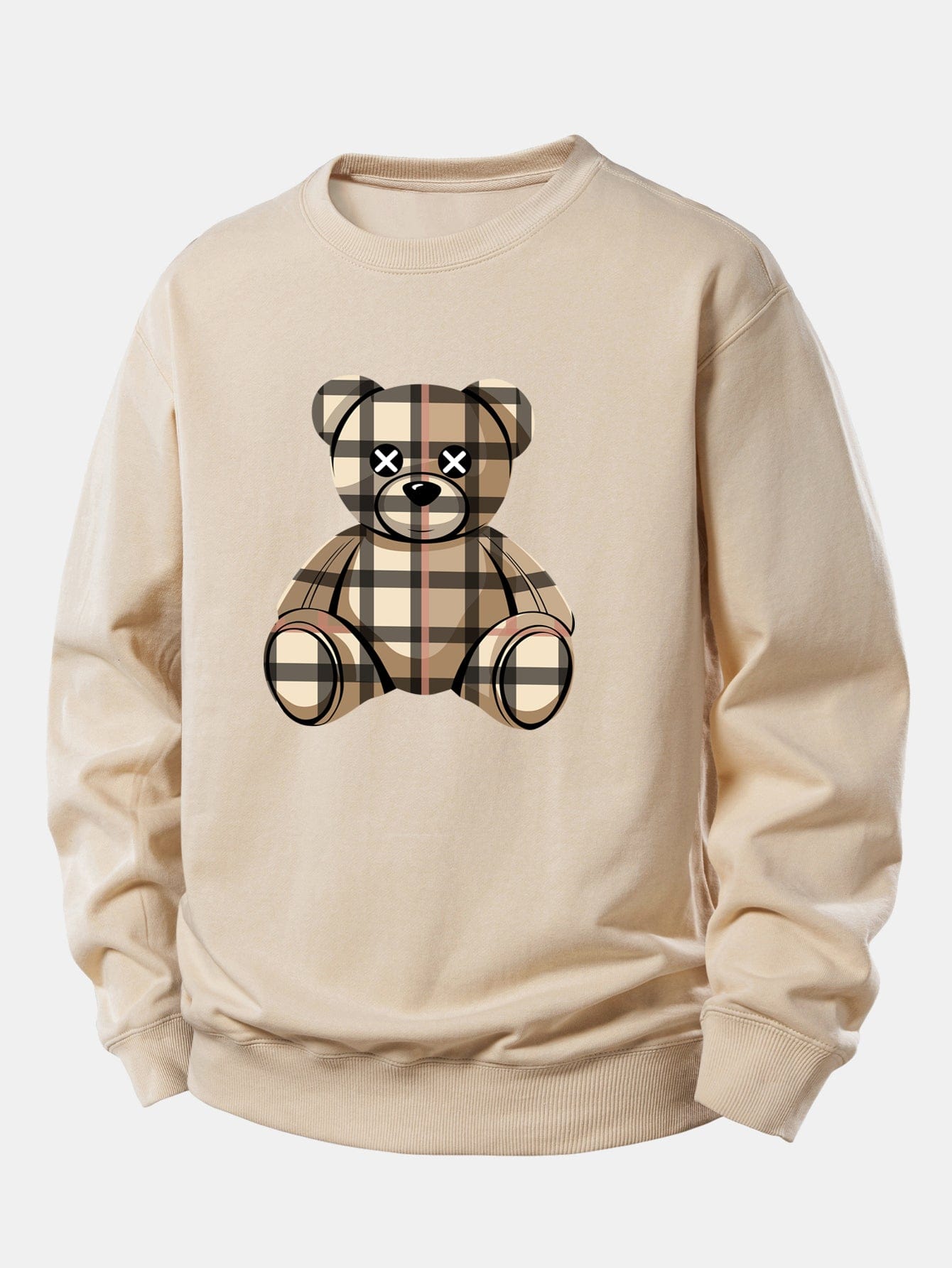 Velira Sweatshirts Smėlinė / XS Tikrinto Lokio Spaudas Laisvas Palaidinukas