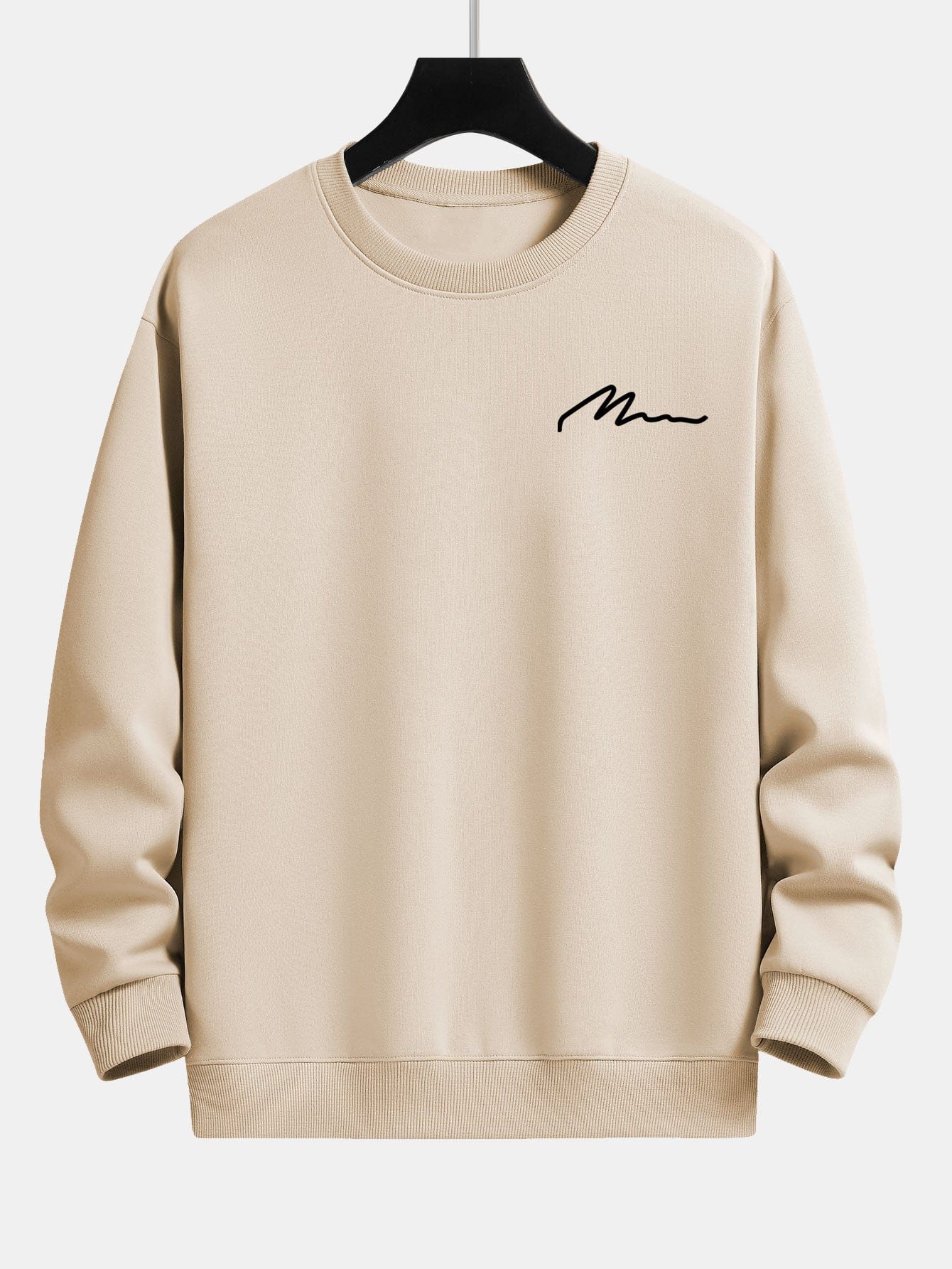 Velira Sweatshirts Smėlinė / XS Vyrų šūkio spaudos laisvo kirpimo džemperis