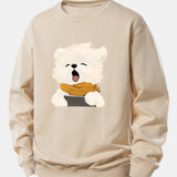 Velira Sweatshirts Smėlinė / XS Žiovaujantis Šuniukas Spauda Laisvas Fit Džemperis