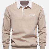 Velira Sweatshirts smėlio / S Sloganas Spausdintas Kontrasto Polo Apykaklės Megztinis