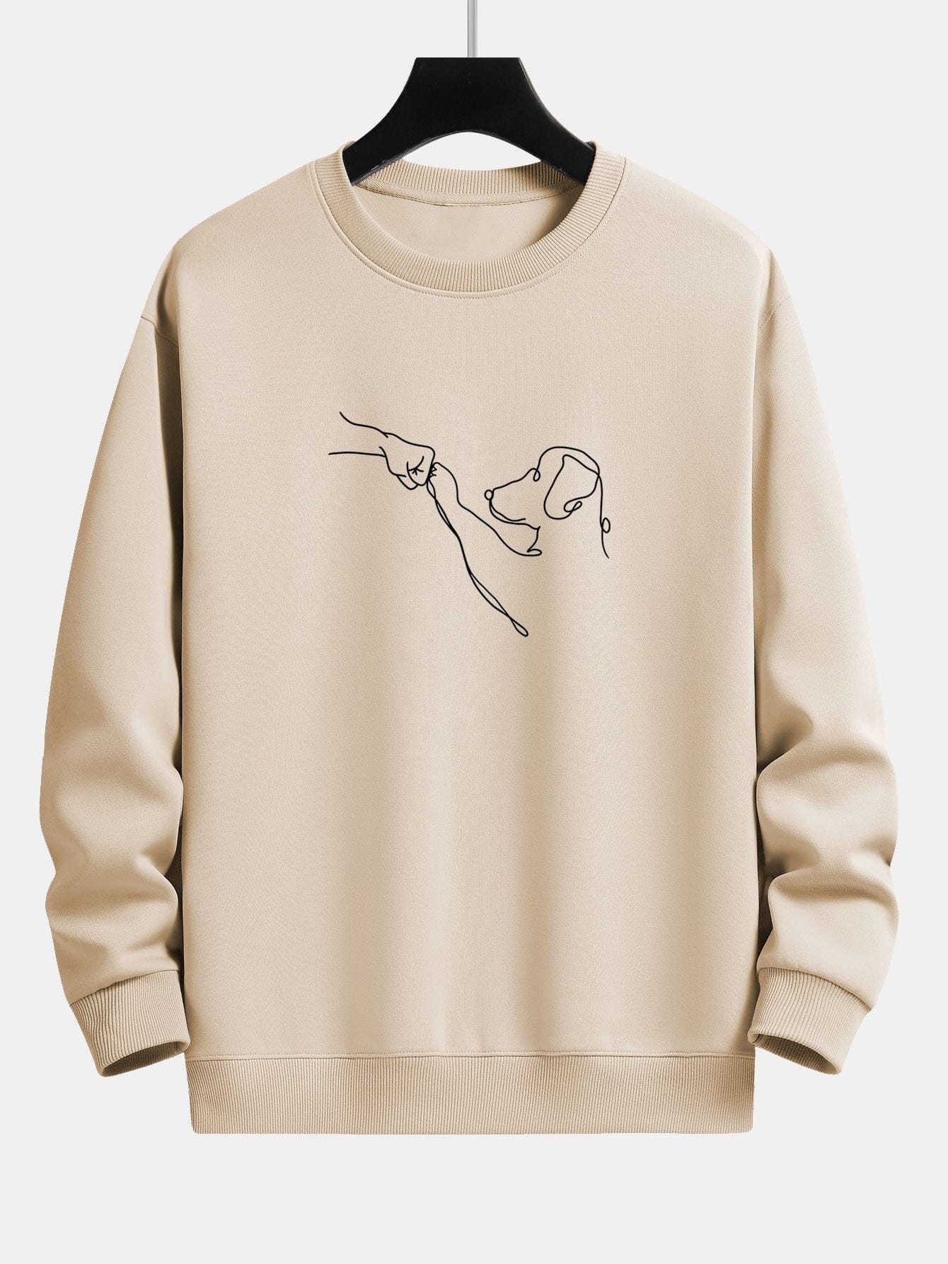 Velira Sweatshirts smėlio / S Šuo Linijos Piešimo Spauda Atsipalaidavęs Dydis Palaidinukė