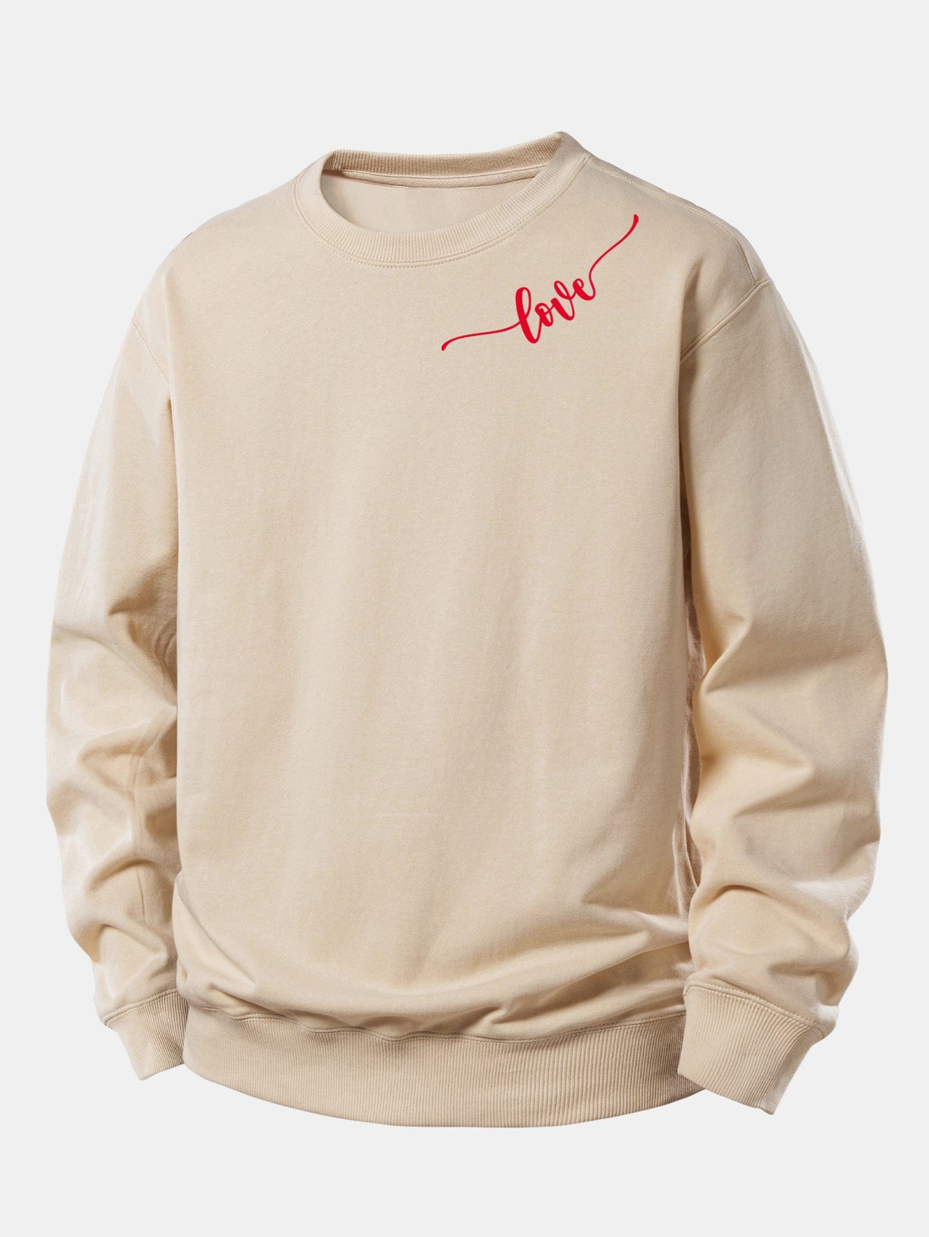 Velira Sweatshirts Smėlio / XS Meilės Spauda Laisvo Kirpimo Moteriškas Megztinis