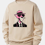 Velira Sweatshirts Smėlio / XS Rožinė džentelmenų panteros spauda laisvo kirpimo megztinis