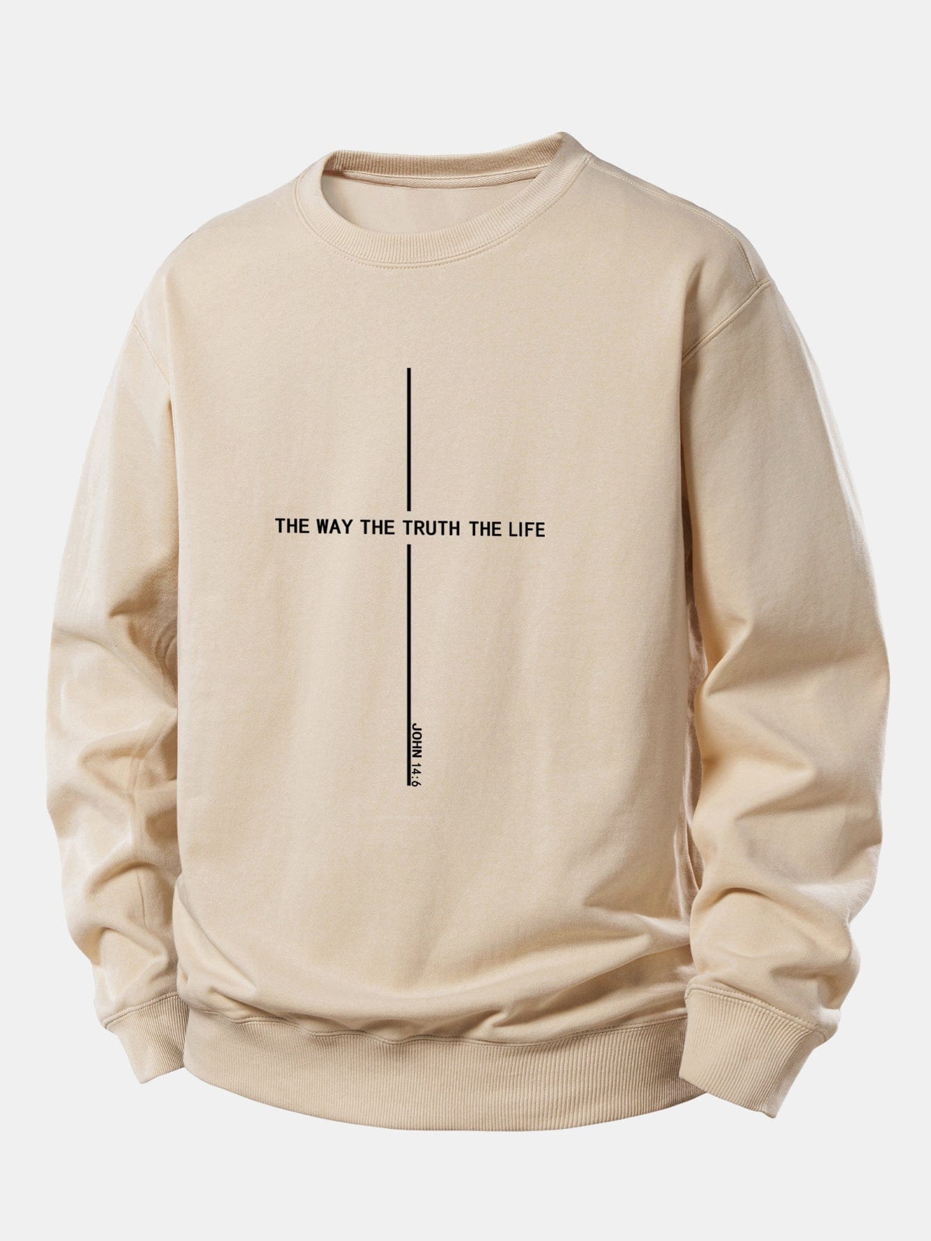 Velira Sweatshirts Smėlio / XS Tikėjimo spauda laisvo kirpimo džemperis