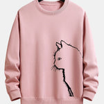 Velira Sweatshirts šviesiai rožinė / S Katės Siluetas Spausdinimas Laisvas Fit Palaidinukė