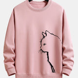 Velira Sweatshirts šviesiai rožinė / S Katės Siluetas Spausdinimas Laisvas Fit Palaidinukė
