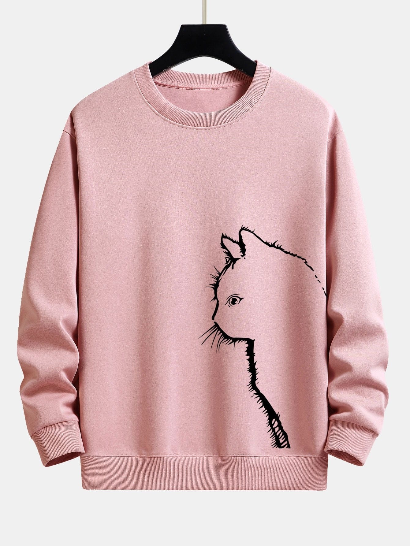 Velira Sweatshirts šviesiai rožinė / S Katės Siluetas Spausdinimas Laisvas Fit Palaidinukė