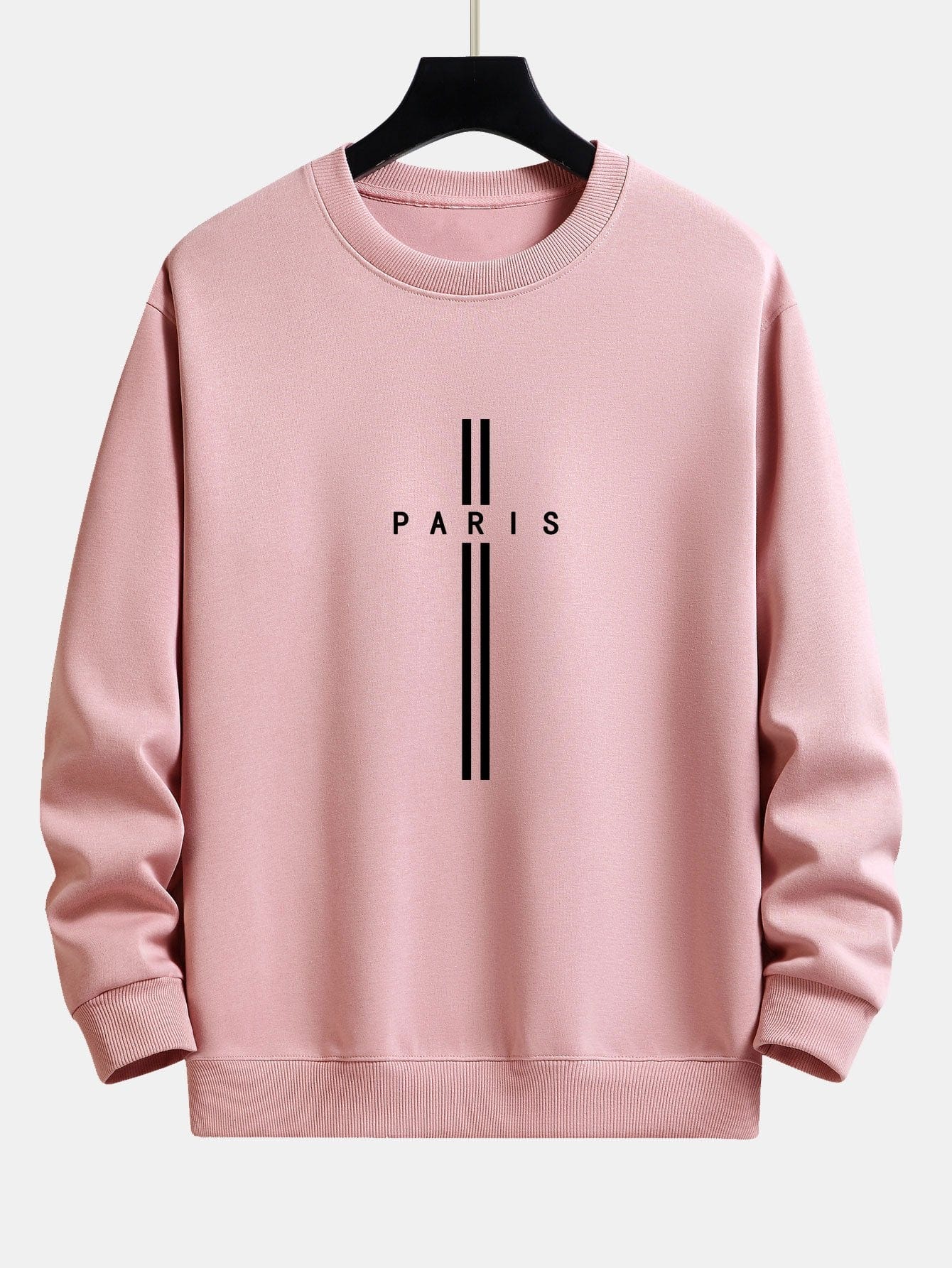 Velira Sweatshirts šviesiai rožinė / S Paryžiaus Dryžuotas Laisvas Pritaikymas Sportinis Megztinis