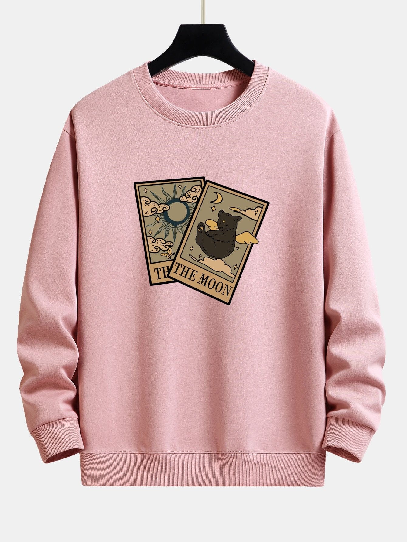 Velira Sweatshirts šviesiai rožinė / S Saulės Mėnulio Katės Spaudas Laisvas Fit Megztinis