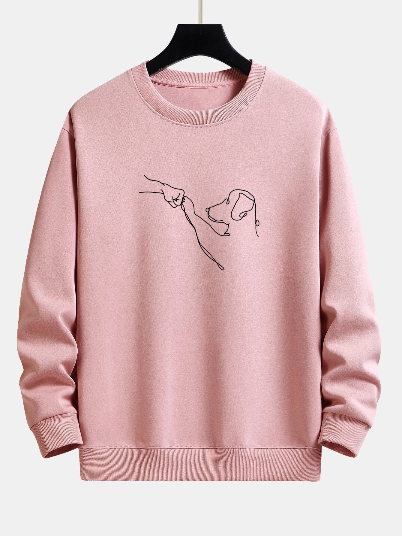Velira Sweatshirts šviesiai rožinė / S Šuo Linijos Piešimo Spauda Atsipalaidavęs Dydis Palaidinukė