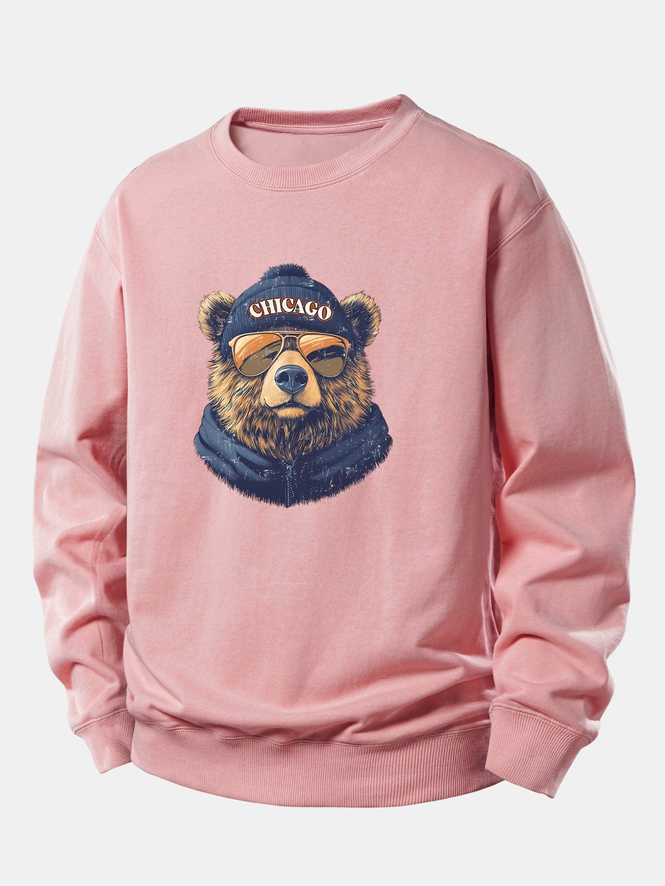 Velira Sweatshirts Šviesiai rožinė / XS Čikagos Akiniai nuo saulės Lokio Spauda Laisvas Fit Megztinis